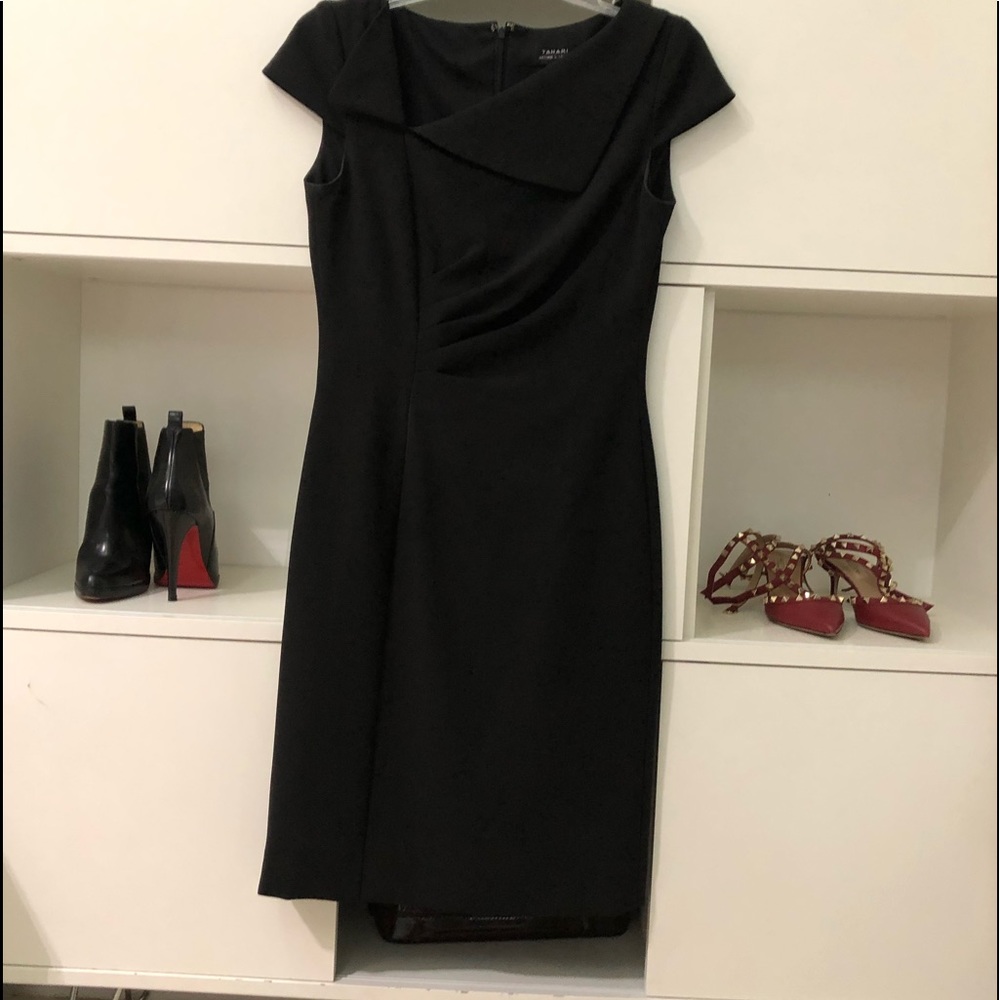 Tahari Black midi dress